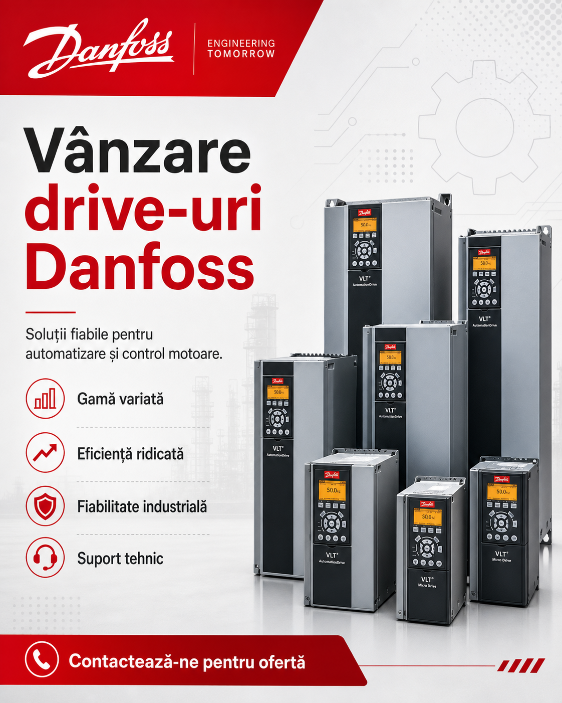 Vânzare drive-uri Danfoss
